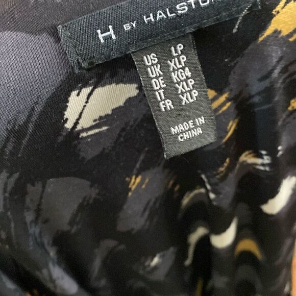 H by Halston Wrap Front Slinky Jersey Dress Brush Stroke Pattern 3/4 Sleeve - Picture 10 of 13